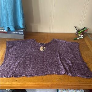 Purple Sequin Poncho Top
